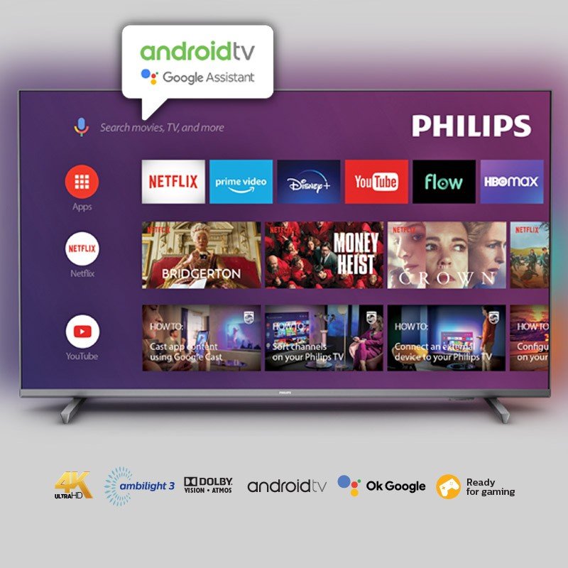 Televisor Philips 65″ Android TV, 4K, Ambilight 65PUD7906 UHD